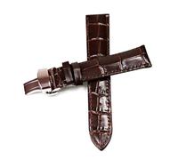 HELBAY Herren-Uhrenarmband aus Leder, 12/14/15/16/18 mm, Faltschließe, glänzende Oberfläche,Braunes, faltbares Rg,12 mm