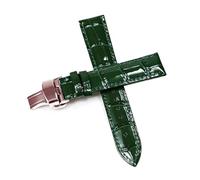 HELBAY Herren-Uhrenarmband aus Leder, 12/14/15/16/18 mm, Faltschließe, glänzende Oberfläche,Grün Rg Faltbar,16 mm