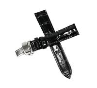 HELBAY Herren-Uhrenarmband aus Leder, 12/14/15/16/18 mm, Faltschließe, glänzende Oberfläche,Schwarz Silber Klappbar,12 mm