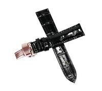 HELBAY Herren-Uhrenarmband aus Leder, 12/14/15/16/18 mm, Faltschließe, glänzende Oberfläche,Schwarzer RG-Klappmechanismus,12 mm