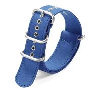 HELBAY Men's Thickened Canvas Nylon Watch Straps, Stainless Steel Pin Buckle Wristband, 18/20/22/24mm,Blau-Silber,22 mm