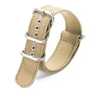 HELBAY Men's Thickened Canvas Nylon Watch Straps, Stainless Steel Pin Buckle Wristband, 18/20/22/24mm,Khaki-Silber,22 mm