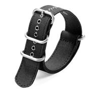 HELBAY Men's Thickened Canvas Nylon Watch Straps, Stainless Steel Pin Buckle Wristband, 18/20/22/24mm,Schwarz-Silber,22 mm