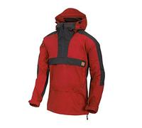 Helikon-Tex Jacke WOODSMAN Anorak – mit Kapuze, viele Taschen, winddicht – Karmesinrot/Aschgrau S