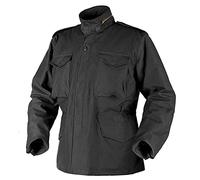 Helikon-Tex Taktische Feldjacke M65 - Outdoor, Militär, 4 Taschen, Kapuze - Winddichte Outdoorjacke - Schwarz - Größe 2XL