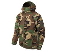 Helikon-Tex Taktische Feldjacke Wolfhound Hoodie - Outdoor, Freizeit - mit Kapuze, 4 Taschen - Winddichte Outdoorjacke - US Woodland - Größe 3XL