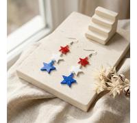 Helilyco for Red White Blue Star Shaped Acrylic Earrings Festive Sequin Statement Drops 4th of Juli Celebration Patriotic Outfits