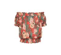 Hell Bunny Damen Oberteil Ukulele Vintage Smok Hawaii 50s Bluse Cremefarben L