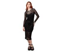 Hell Bunny Snake Charmer Kleid - Schwarzes Gothic-Midikleid aus durchsichtigem Mesh mit Schlangenmuster, Schwarz, 2XL