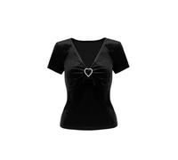 Hell Bunny Vendome Top Frauen T-Shirt schwarz L 95% Polyester, 5% Elasthan Gothic, Rockabilly