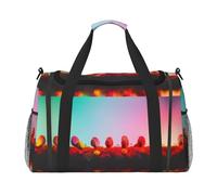 Hell schöne bunte Kunstdruck-Reisetasche, Wochenendtasche, Turnbeutel, Übernachtungstaschen, Reiseutensilien für Damen und Herren, Schultertasche, Schwarz , Einheitsgröße