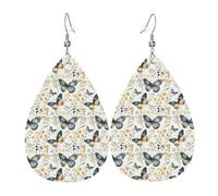 Hellblaue Ohrringe mit Schmetterlings-Druck für Damen, modische Tropfen-Leder-Ohrringe für Damen, trendig, bunte Tropfen-Ohrringe