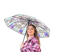 Heller Regenschirm - Helle Regenschirme für Hochzeiten | Vintage Handbemalter transparenter Sonnenschirm | Winddichtes Design Auto Auto Öffnen Schmale Regenschirme für Kinder, Freunde, Kollegen