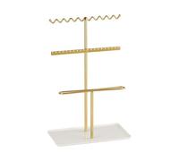 Hellery Schmuckständer, Ohrstecker-Display, 3-stufiges Mehrzweck-Schmuckregal aus Metall Einkaufszentrum, Zuhause, Schminktisch, Gold