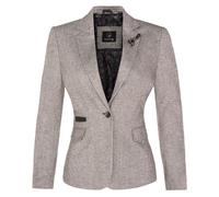 Hellgrauer Tweed-Blazer im Fischgrätmuster der 1920er-Jahre für Damen EU 38 / UK 10