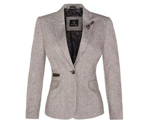 Hellgrauer Tweed-Blazer im Fischgrätmuster der 1920er-Jahre für Damen EU 38 / UK 10