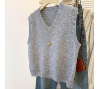 Hellgrauer V-Ausschnitt Strickpullunder - Herbst/Winter, Büroparty & Lässig Wochenende