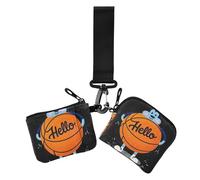 Hello Cartoon Cute Orange Basketball Damen Kleingeldbörse Kartenhüllen Dünn Flach Reißverschluss Wristlet Wallet mit Armband für Arbeit Reisen 2 Stück, Hello Cartoon süßer orangefarbener Basketball, 1