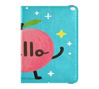 Hello Cartoon Cute Pink Peach Leather decorative travel wallet womens passport holder Travel Documents Organizer Protector Passport Case Travel Documents Wallet Ultra Slim, Hello Cartoon süßer rosa