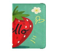 Hello Cartoon Cute Red Strawberry Leather decorative passport holder for travel women Vaccine Case Protector Cover Passport Case Travel Documents Wallet Ultra Slim, Hello Cartoon süße rote Erdbeere, 1