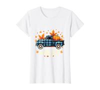 Hello Fall Shirt Lustig Halloween Kür ffel Plaid Truck Preisgünstiges Grafik-T-Shirt, Damen, Weiß, L