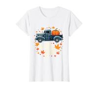 Hello Fall Shirt Lustig Halloween Kür ffel Plaid Truck Preisgünstiges Grafik-T-Shirt, Damen, Weiß, S