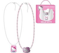 Hello Kitty 2-teiliges Halsketten-Set für Mädchen | Kinderschmuck mit Sanrio Anhänger und dekorativen Perlen in Geschenkbox