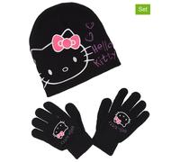 Hello Kitty 2tlg. Winteraccessoires-Set "Hello Kitty" in Schwarz - Größe 52 cm | Kindermuetzen