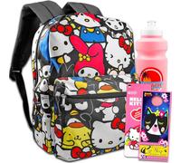 Hello Kitty and Friends Rucksack f r die Schule Bundle mit 40,6 cm Schulrucksack mit Fronttasche plus Stickern, Wasserflasche und mehr Freunde Rucksack f r