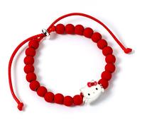 Hello Kitty Armband rote Perlen mit Hello Kitty Anhänger 21 cm