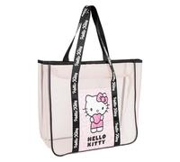 Hello Kitty Badetasche Damen und Mädchen Tote Netz - Große Transparente Strandtasche Hello Kitty, Halbtransparente Netz Tote Bag Leicht und Geräumig, Strandtasche, Schwimmbad Sommer