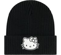 Hello Kitty Beanie Mütze Damen Acryl Cuffed Knit Winter Cap Schwarz One Size, Schwarz, Einheitsgröße