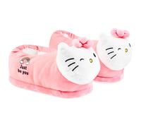 Hello Kitty Damen Hausschuhe, Kuschelige und Rutschfeste 3D Plüsch Pantoffeln - Geschenke für Frauen, Teenager (35-36 EU, Rosa)