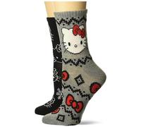 Hello Kitty Damen Holiday 2er-Pack Mid Crew Lässige Socke, Grau Sortiert, 42-44.5 EU