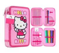 Hello Kitty Federmäppchen Mädchen Federtasche Gefüllt mit Schulsachen Buntstifte Filzstifte und Vieles Mehr Cinnamoroll Kuromi Sanrio Geschenk Idee (Mehrfarbig Hello Kitty)