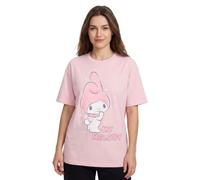Hello Kitty & Friends My Melody Pink Damen Kurzarm-T-Shirt | Friends Grafik-T-Shirt | Sanrio My Melody Charakter Shirt | Süßes rosa Top für Damen und Teenager
