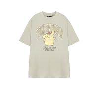 Hello Kitty & Friends Pompompurin Hellbeiges klassisches Top | T-Shirt mit Cartoon-Grafik für Damen | Kurzärmliges Pull-On-Shirt mit Rundhalsausschnitt für Hunde, die einfach nur Spaß haben wollen