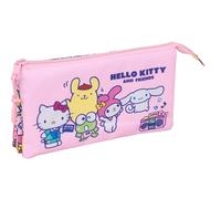 HELLO KITTY & FRRIENDS Federmäppchen, dreifach, für Kinder, ideal für Kinder im Schulalter, bequem und vielseitig, Qualität und Widerstandsfähigkeit, 22 x 3 x 12 cm