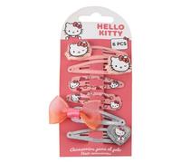 Hello Kitty Haarspangen für Mädchen, 6-teiliges Set aus rosafarbenen Metallglitter, dekorativer Dutt und originellen Designs von Sanrio