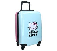 HELLO KITTY Hartschalenkoffer aus ABS - Reisetrolley für Kinder - 4 Rollen - ausziehbarer Griff - 46x33x21 cm - 31 L Fassungsvermögen - Hellblau und Rosa - Serie Voyage Vibes