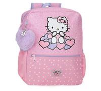 Hello Kitty Hearts & Dots Schulrucksack, anpassbar an Trolley, Rosa, 27 x 33 x 11 cm, Polyester, 9,8 l, Rosa, Rucksack 33