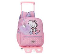 Hello Kitty Hearts & Dots Schulrucksack mit Trolley, Rosa, 23 x 25 x 10 cm, Polyester, 5,75 l, Rosa, Schulrucksack mit Trolley