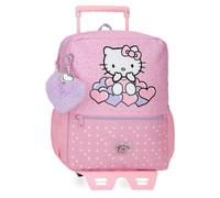Hello Kitty Hearts & Dots Schulrucksack mit Trolley, Rosa, 25 x 32 x 12 cm, Polyester, 9,8 l, Rosa, 27 cm x 33 cm x 11 cm, Rucksack 33 + Trolley