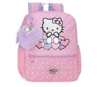 Hello Kitty Hearts & Dots Schulrucksack, Rosa, 23 x 28 x 10 cm, Polyester, 6,44 l, Rosa, Schulrucksack
