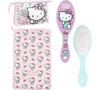 Hello Kitty Kulturbeutel für Reisen, Zubehör mit Kamm, Handtuch und Tasche für Hello Kitty, Kulturbeutel für Reisen oder Schule, Rosa, Transparente Kosmetiktasche mit Reißverschluss