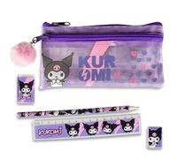 Hello Kitty Kuromi 5-teiliges Schreibwaren-Set mit Federmäppchen, Bleistift, Lineal, Radiergummi und Spitzer für Kinder