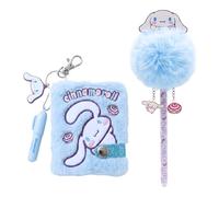 Hello Kitty Kuromi Cinnamoroll Schreibwarenset für Mädchen, Inklusive Mini-Notizbuch und Pompon-Stift, Geschenk für Mädchen (Blau)