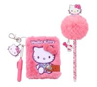Hello Kitty Kuromi Cinnamoroll Schreibwarenset für Mädchen, Inklusive Mini-Notizbuch und Pompon-Stift, Geschenk für Mädchen (Rosa)