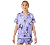 Hello Kitty Kuromi Schlafanzug Mädchen Teenager 7-14 Jahre, Sommer Kurz Pyjama Set mit Oberteil und Shorts, Geschenke für Mädchen (11-12 Jahre, Lila Kuromi)