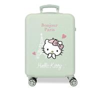 Hello Kitty Paris Kabinenkoffer Grün 38x55x20 cm Steifes ABS Seitliches Zahlenschloss 34L 2 kg 4 Doppelrollen Handgepäck